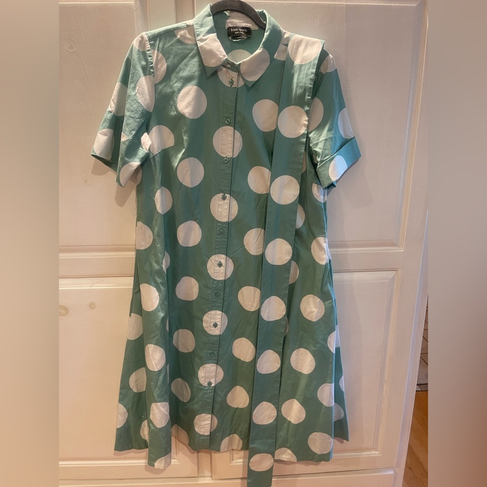 Polka Dot Womens Dress - Green and White